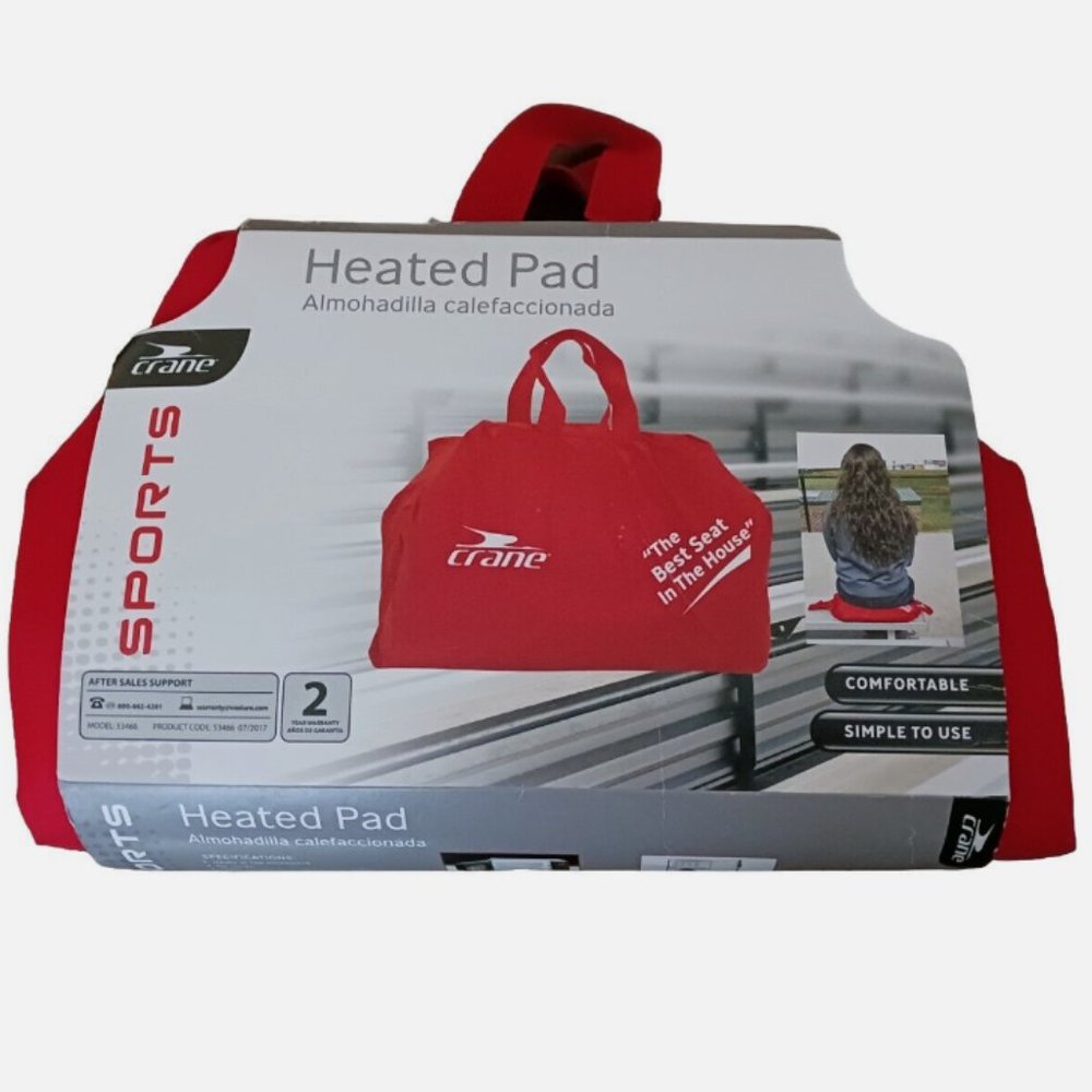 Crane Sports Heated Seat Pad Red Bleacher Pad Stadium Seat Cushion Outdoor